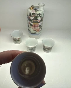 WOW! lithophane Different Geisha In Shot glasses Vintage Japan Sake Set - Picture 1 of 13