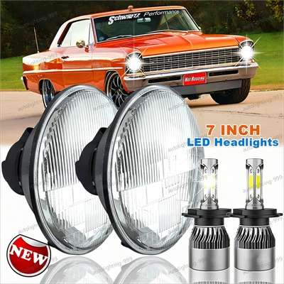 Par de faros LED redondos de 7 pulgadas DRL Hi-Lo para Chevrolet Chevy II 1962-1967 Foto 1 de 4