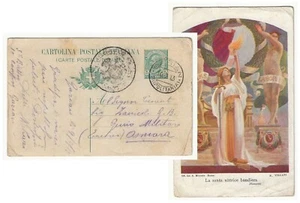 1911 Kingdom - Postcard S. Vittrice Flag 5 c. Lions for Asmara in Eritrea - Picture 1 of 3