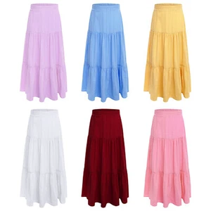 Kids Girls Skirt Dance Dancewear Pull-on Skirts High Waist Midiskirt Photo Maxi - Picture 1 of 65