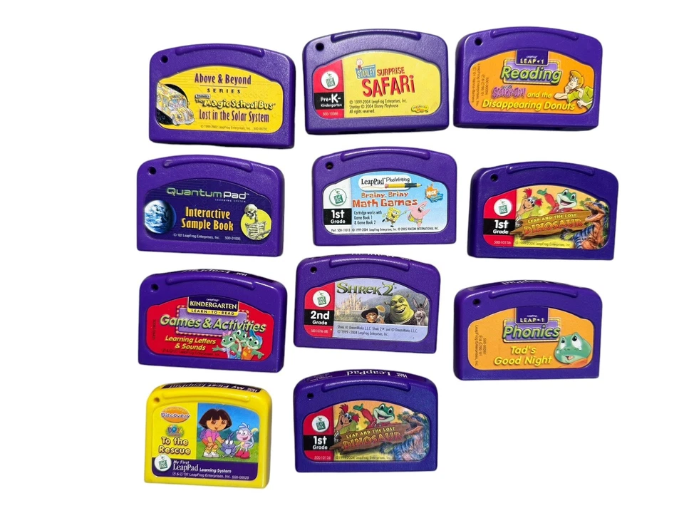 LeapFrog Lot of 11 LeapPad Games PreK-2nd Dora, Shrek, Sponge Bob, Scooby Doo - Image 1 of 4