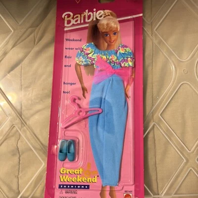 VTG Barbie Easy To Dress Great Weekend Crop Top Blue Capris Flat Foot Shoes - Image 1 of 4