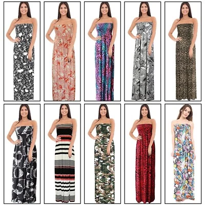 Damas Mujeres Vestido Largo Sin tirantes Verano Transparente Maxi Boobtube Bandeau 8-26 Foto 1 de 4