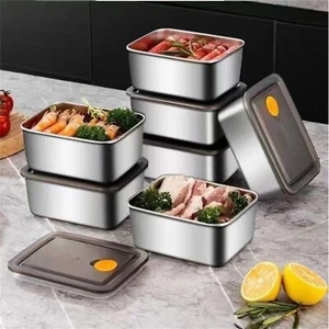 Stainless Steel Food Containers with Lids Metal Marinating Snack Dishwasher - Picture 1 of 9
