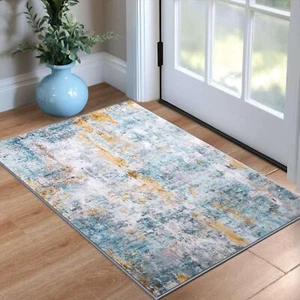Entrance Rugs Indoor 2x3 Blue Entry Rug Washable Abstract Small Area Rug Non-... - Picture 1 of 9