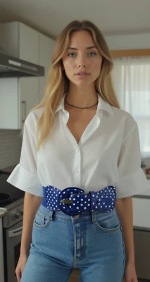 Donna Colore Blu a Pois Bianco Moda Cintura Elastico Hip Vita Alta XS S M L XL - Immagine 1 di 4