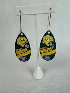 Orecchini a cerchio grandi Green Bay Packers logo vintage a goccia spinner rene - Foto 1 di 2