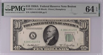 USA, Unites States 1950 A, 10 Dollars, Fr 2011-A Federal Reserve, UNC PMG 64 EPQ - Image 1 of 2