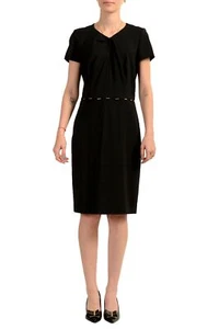 Hugo Boss Women's "Kilene" Black Wool Pencil V-Neck Dress US 4 IT 40 - Picture 1 of 5