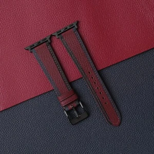 Cinturino Orologio Apple tricolore Borgogna Epsom in pelle 38 mm 40 mm 41 mm 42 mm 44 mm 45 mm - Foto 1 di 9