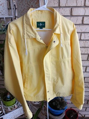 Chaqueta ligera Hunt Club vintage amarilla con cremallera completa y botón para hombre talla grande Foto 1 de 4