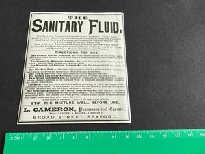 The Sanitary Fluid L. Cameron Pharmacists Seaford vintage label R34223 - Picture 1 of 2