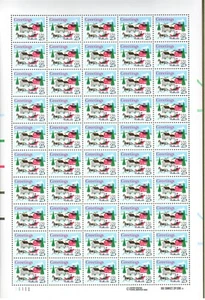 Christmas Sleigh in Winter Scene 25 Cent Sheet of 50 US Stamps - MNH Scott #2400 - Picture 1 of 2