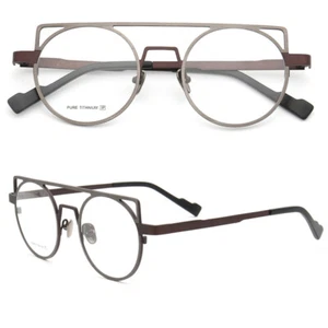 Men Round Pure Titanium Eyeglass Frame Women Vintage Retro Glasses Double Bridge - Picture 1 of 16