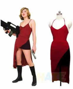 Movie Resident Evil Alice Red Dress Cosplay Costume Halloween Suit Adult New - Picture 1 of 2