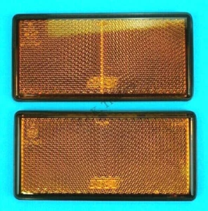 2 x Amber Side Reflectors Self Adhesive Stick on 100mm x 50mm Trailer Horse Box - Picture 1 of 1