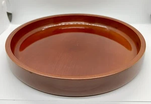 Japanese Shunkei Nuri Lacquer Ware Tray Vtg Obon Wood Round Brown 10.25 Inch - Picture 1 of 5