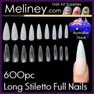 600pc Long Stiletto Full Cover Nails Pointy Claw False Fake Art Extension - Picture 1 of 6