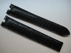 GENUINE must de CARTIER WATCH STRAP BAND 14 x 12 mm BLACK LIZARD SKIN LEATHER - Picture 1 of 24