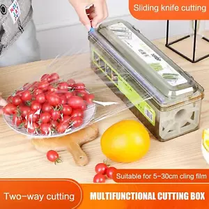 Cling Film Dispenser Holder Cutter Food Wrap Kitchen Foil Food Plasti  Deco