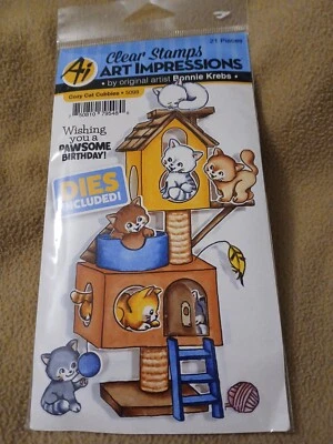 Прозрачные марки и штампы для резки кошек Cozy Cubbies художественные впечатления 5098 новые нераспакованные - Изображение 1 из 2