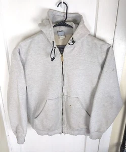 Vintage 90s Carhartt Thermal Lined Heavy Hoodie K129ASH Men L Gray Full Zip  - Picture 1 of 11