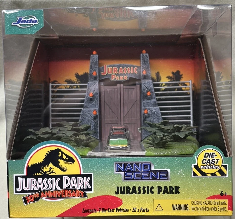 Jada "Jurassic Park" Entrance Diorama W/ Jeep Wrangler & Ford Explorer 34244