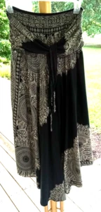 B Bangkok Pants One Size Boho Maxi Skirt Floral High Waisted Tie-Front Hippie - Picture 1 of 7