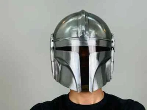 Mandalorian Steel Helmet Cosplay Star War Boba Fett Helmet Handmade Gift - Picture 1 of 6