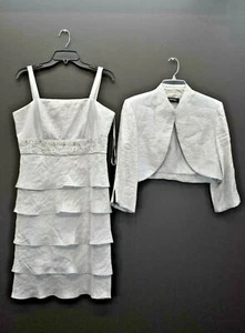 R&M Richards Girls Sleeveless Frill Sheath Dress Long Sleeve Jacket 2PC Set 12 - Picture 1 of 12