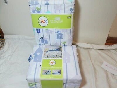 Juego completo de funda nórdica, fundas y sábanas Circo Birdhouse & Birds 7 piezas aguamarina/azul NUEVO Foto 1 de 4