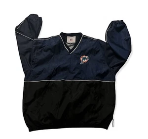 Miami Dolphins Pullover Vintage XL Black Blue And White With Shirt Pocket - Picture 1 of 7