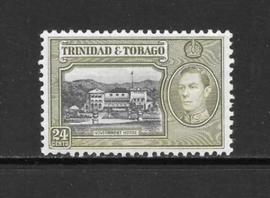 TRINIDAD & TOBAGO SCOTT 58 MLH VF - 1938 24c DK OL GRN & BLK ISSUE - GEORGE VI - Picture 1 of 2