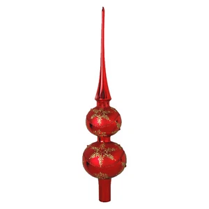 Christbaumspitze 32,5 cm Rot/Satin mit Golddeko - Bild 1 von 3