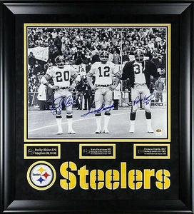 Bradshaw,Harris,Bleier Pittsburgh Steelers Premium Custom Framed 16 x 20 JSA WIT - Picture 1 of 2