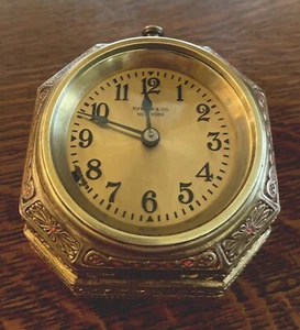 ANTIQUE TIFFANY STUDIOS NEW YORK #1852 ADAM PATTERN  ENAMELED CLOCK: WORKING - Picture 1 of 22