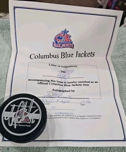 JASON CHIMERA SIGNIERT Columbus Blue Jackets HOCKEY PUCK mit COA - Bild 1 von 3