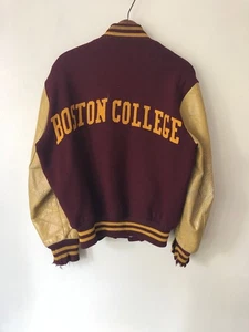 VTG 60s 70s Bucky Warren Boston College Wool Leather Varsity Letterman Jacket Md - Picture 1 of 22
