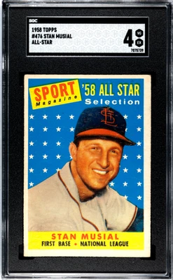SGC 4 1958 Topps #476 Stan Musial St. Louis Cardinals Sporting News A.S. - Image 1 of 2
