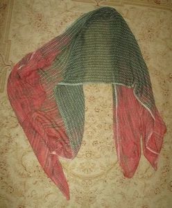 Sandwich Green/Salmon Soft Fine Wrap/Scarf 76x37" - Picture 1 of 4
