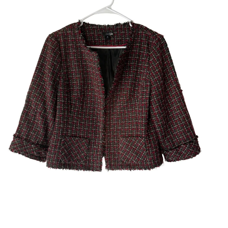 Chaqueta Blazer East5th Y2k Tweed Roja Negra Blanca Flecos Capricho M Sirena de Oficina Foto 1 de 4