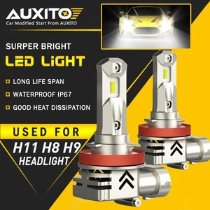 2X AUXITO H11 H8 LED Headlight Bulb Low Beam 6000K Pure White Free Return 10S EO - Picture 1 of 10