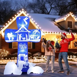 7 Fuß Weihnachten Aufblasbare Weihnachtskrippe Außendekoration Heilige Nacht Christia - Bild 1 von 7