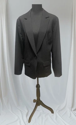 Blazer para mujer Liz Claiborne negro bolsillos botón único forro satinado talla 16W” Foto 1 de 4