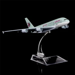 1:400 Diecast Commercial Aviation Airplane Model 16cm Airbus A380 Qatar Airways - Picture 1 of 5