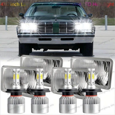 4PCS 4x6" Led Headlights Hi/Lo Beam H4 For 1976-1988 Oldsmobile Cutlass Supreme - Image 1 of 4