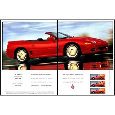 Coche deportivo Mitsubishi 3000GT Sypder VR-4 1995 2 páginas anuncio impreso vintage arte de pared Foto 1 de 3