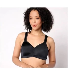 Breezies Signature Shine Unlined Wirefree Support Bra Womens Size 38C Black - Picture 1 of 5