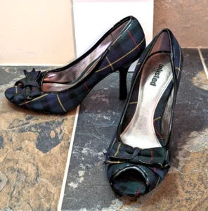 Unlisted Tartan Plaid Vintage Open Toe Heels Size 9 - Picture 1 of 7