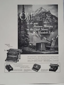 1940 Underwood Elliott Fisher máquinas de escribir Fortune Segunda Guerra Mundial anuncio impreso Q3 Mountain Lake - Imagen 1 de 2